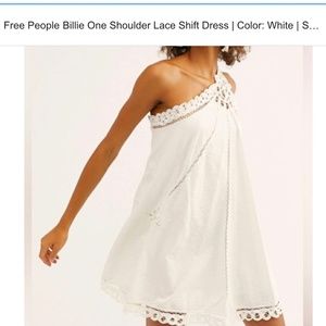 Free People “Billie” Battenberg lace one shoulder dress, size small